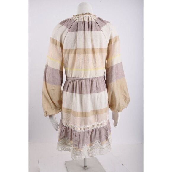 Hemant & Nandita Womens Mana Dress S Embroidered Striped Boho Chic India NWT - Picture 3 of 7